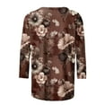thumbnail image 4 of Juslio Womens Blouse 3/4 Sleeve Shirts Floral Print Casual Blouses Multicolor L, 4 of 5