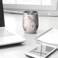 thumbnail image 3 of 12oz Stemless Wine Tumblers Pioneer Flower Floral Print Pattern Vacuum Insulated Stainless Steel Travel Tumbler Cups Mug with Lid and Straw for Champaign,Cocktail,Beer with Cleaning Brush, 3 of 5