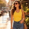 thumbnail image 5 of Women's Ribbed Tank Top, Viscose Sleeveless Round Neck Fitted Cami Shirts for Casual Daily Layering, 5 of 7