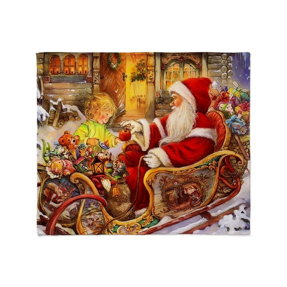 CafePress - Santa Visiting Little Girl Throw Blanket - Soft Fleece Throw Blanket, 50"x60" for All Ages