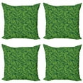 thumbnail image 1 of Ambesonne Exotic Throw Pillow Cover 4 Pack, Clutter of Banana Leaves, 16", Fern Green Hunter Green, 1 of 2