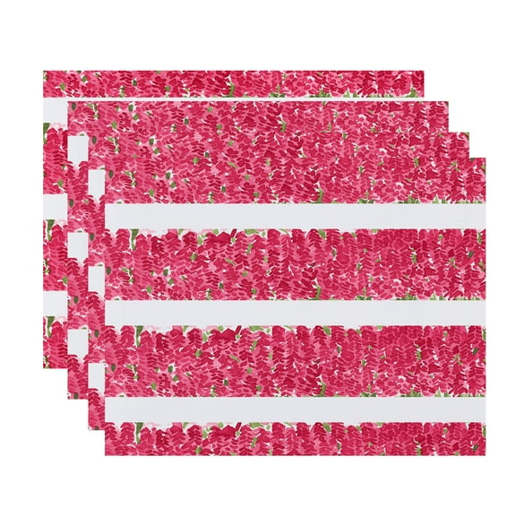Simply Daisy's Flower Bell Stripe 18x14 inch Pink Floral Print Placemat (Set of Four)