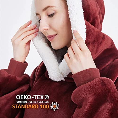 Bedsure Oversized Blanket Hoodie - Long-length Wearable Hooded