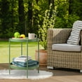 danpinera All Metal Side Table, 2 Tier Green End Table with Imitation ...