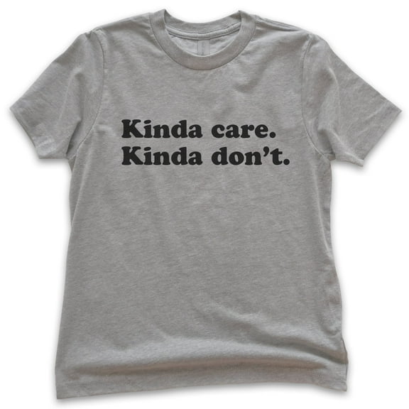 Kids Kinda Care Kinda Don't T-shirt, Youth Kids Boy Girl T-Shirt, Lazy Shirt, Chill Shirt, Dark Heather Gray, Medium