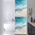 thumbnail image 3 of Aqua Blue Beach Window Privacy Film, Coastal Seawaves Sand Shore Scenery Static Cling UV Sun Blocking Heat Control Window Tint Day and Night, Non-Adhesive One Way Windows Privacy Cover 17.7''x78.7'', 3 of 7