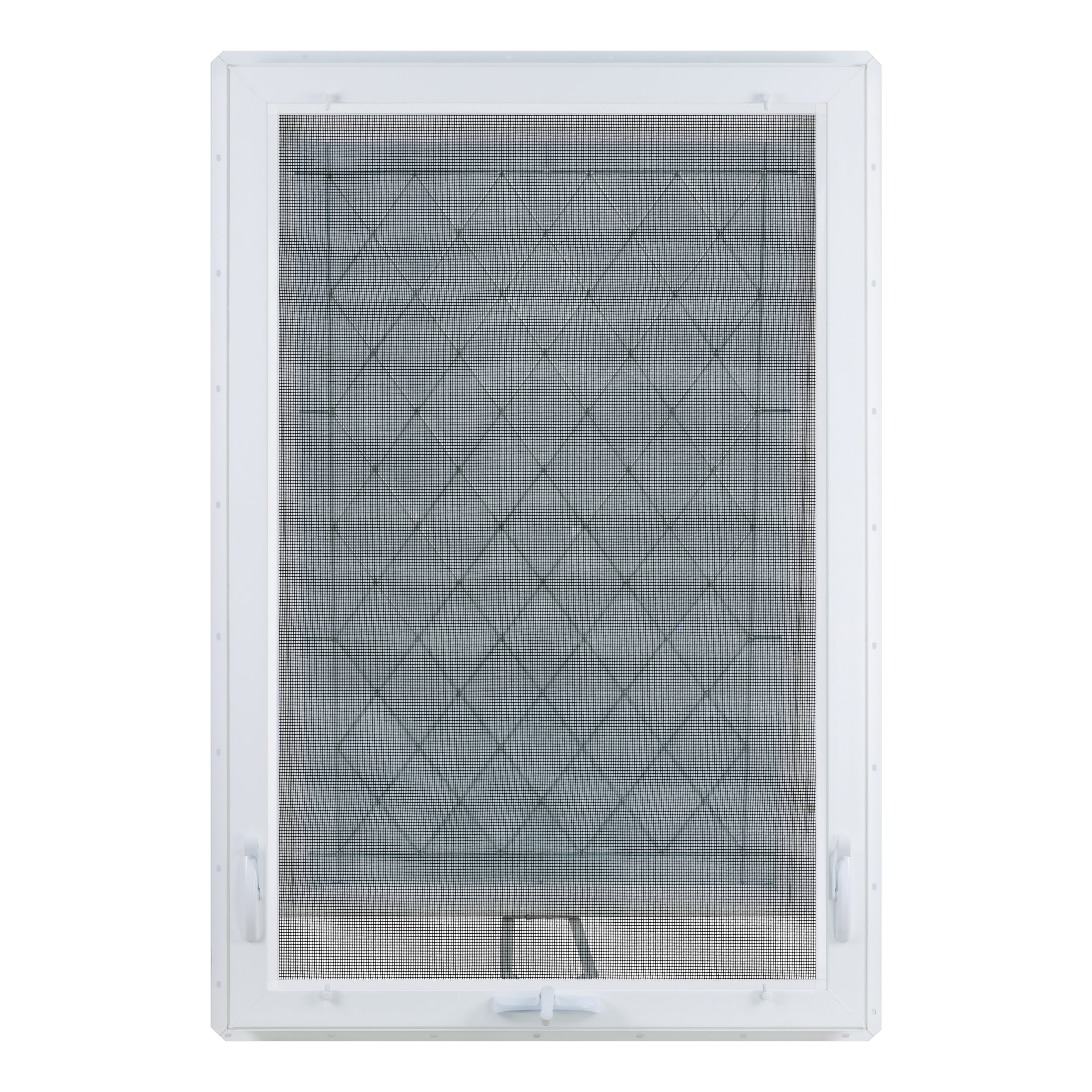 32 in. x 48 in. White Vinyl Triple-Pane Insulated Designer Awning Window with Diamond Pattern