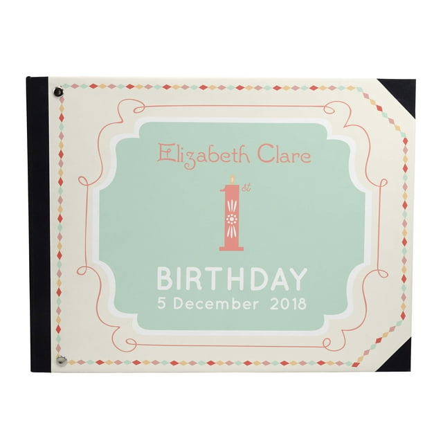 Darling Souvenir Green Geometric Frame Printed Hardbound Cover PersonalizedGuestbookFor Birthday PartyGuestSign InBookRegistry-9 x 12 Inches