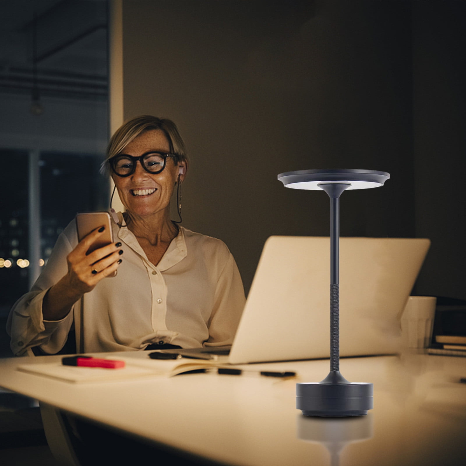 Wovilon Led Charging Desk Lamp Japanese Retro Restaurant Clear Bar Bar Night Light Dimming Atmosphere