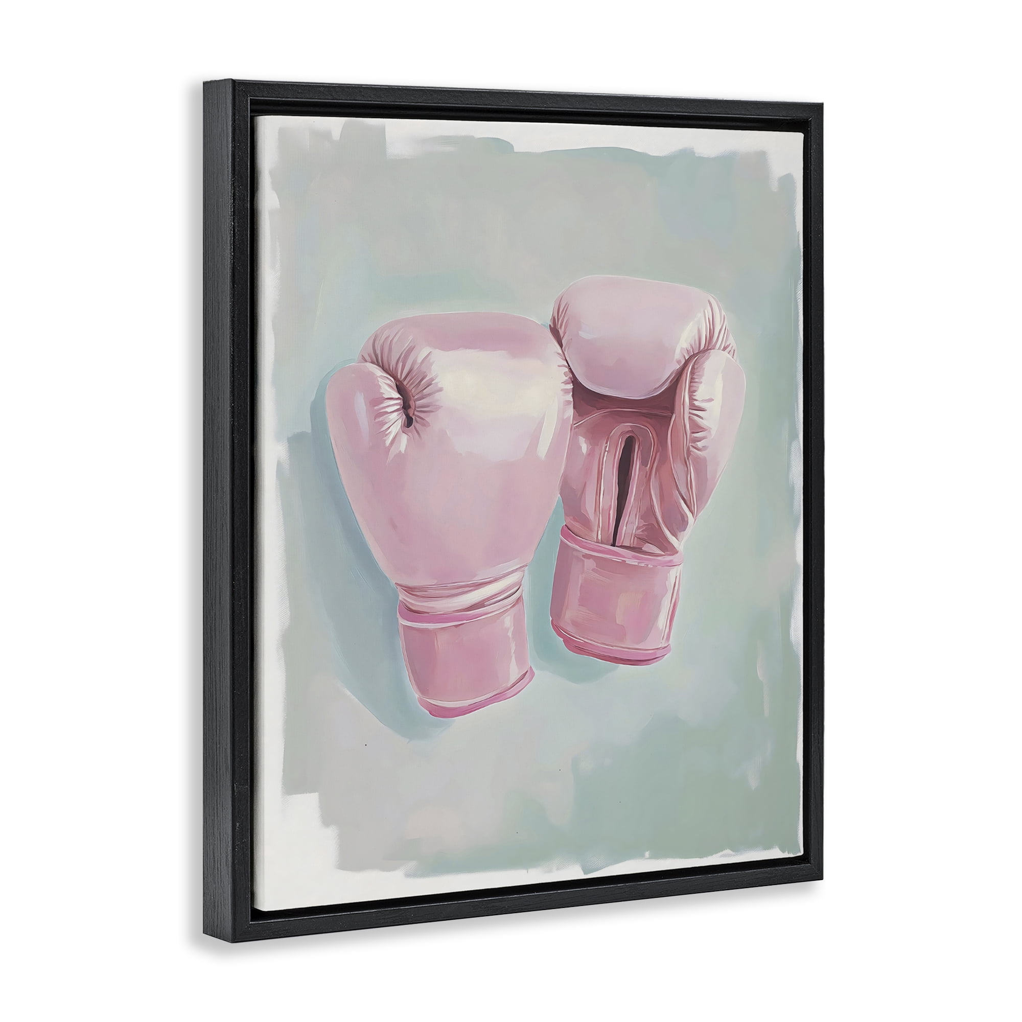 Stupell Industries Feminine Pink Boxing Gloves Black Framed Floater Canvas Wall Art, design by The Prints Vibe