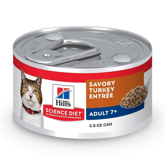 Hill's Science Diet Savory Turkey Wet Cat Food for 7+ Senior Cats, 5.5oz Can 24pk