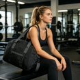 thumbnail image 6 of CSStudio Lightweight Foldable Gym Duffle Bag with Separate Shoe Compartment Water Bottle Pocket Detachable Strap for Travel Sports Weekend Trip, 6 of 7