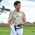 thumbnail image 6 of Balery Cartoon Flowers Printed Men’s Short Sleeve Polo Shirt, Midweight Men's Shirt,Golf Polo shirts -Small, 6 of 9