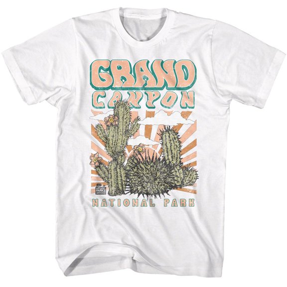 National Parks Grand Canyon Cactus White Adult T-Shirt