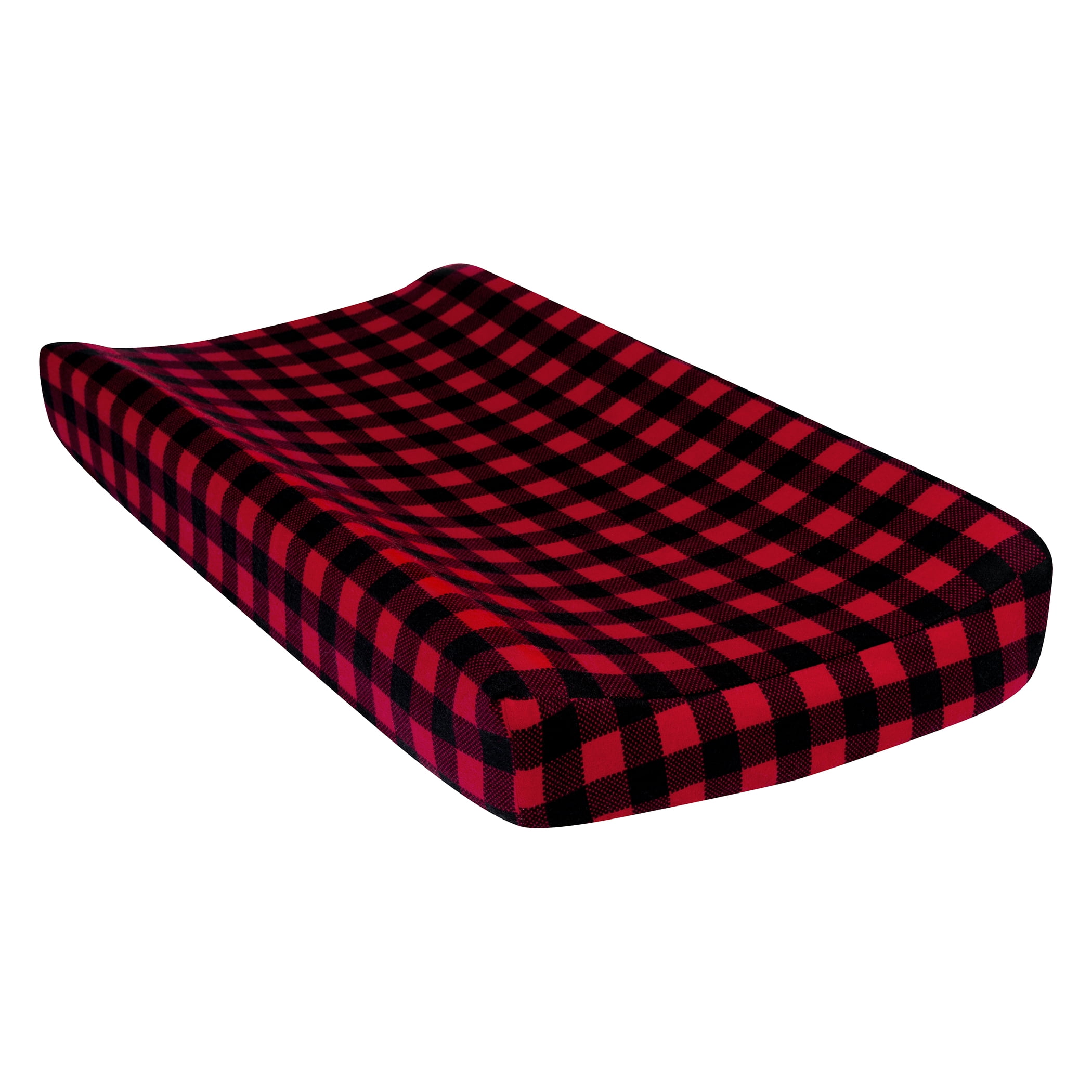 Red and Black Buffalo Check Deluxe Flannel Changing Pad Cover