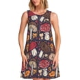 thumbnail image 1 of Easygdp Forest Wild Mushroom para Vestido Transpirable de Mujer, Vestido Suelto de Manga Corta con Pliegues y Bolsillos para el Verano, 1 of 7