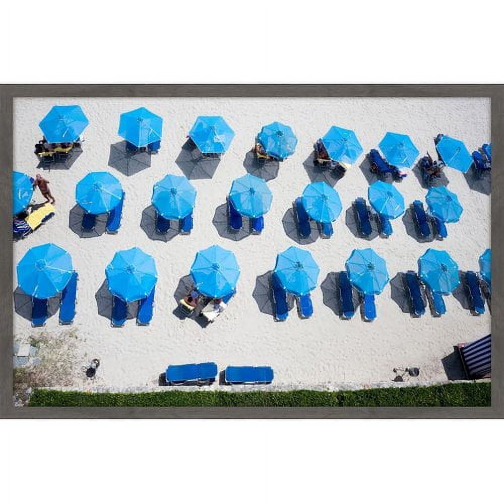 Marmont Hill "Blue Umbrellas" Painting Print on Wrapped Canvas