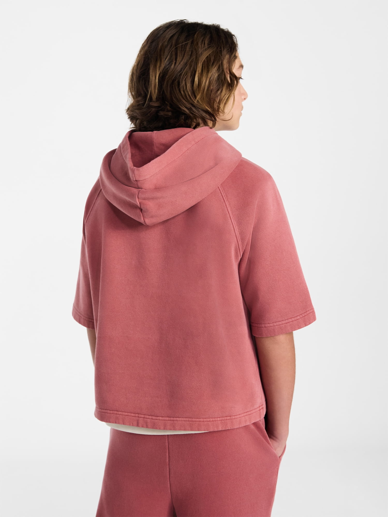 Weekend Academy Boys Fleece Hoodie with Short Sleeves, Sizes 4-18