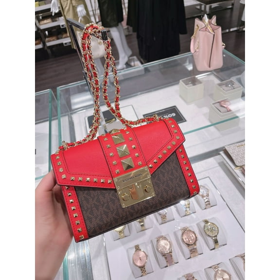 NWT MICHAEL KORS ROSE SMALL MINI CROSSBODY BAG LEATHER Dark Sangria Multi