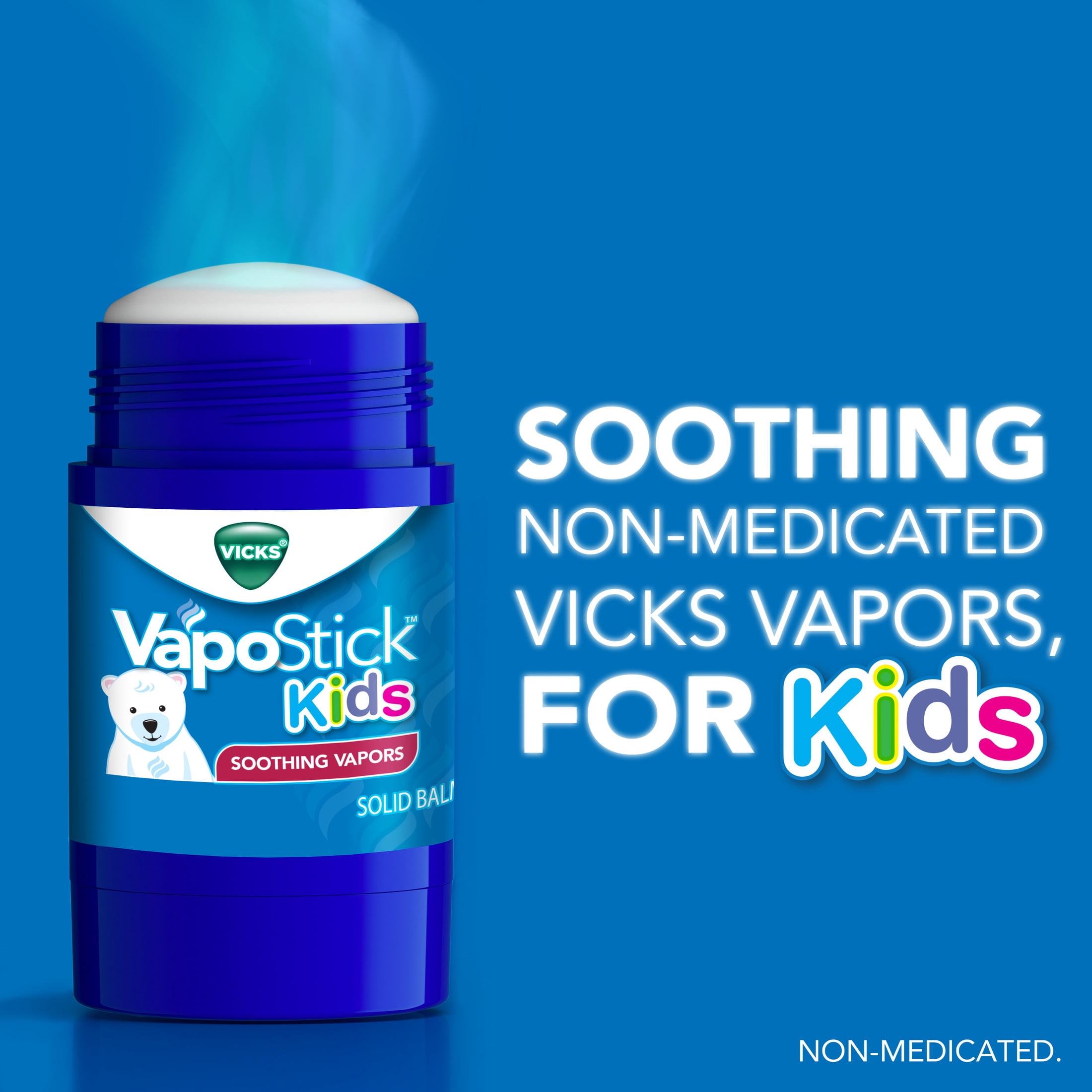 Vicks VapoStick Kids, Ages 4+, Soothing Non-Medicated Vicks Vapors, 2 x 1.25 oz Sticks