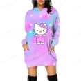 thumbnail image 2 of Sudadera con capucha de HELLO KITTY, sudadera con capucha de dibujos animados de HELLO KITTY, sudadera con capucha de estilo Harajuku, sudadera con bolsillo para mujer, 2 of 5
