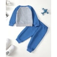 thumbnail image 3 of KIMI BEAR Newborn Baby Boys Pant Sets 3-6 Months Fall Winter Outfits Long Sleeves Sweatshirt Top Waffle Color Block Top Sweatpants 2pcs Clothing Sets Blue, 3 of 8