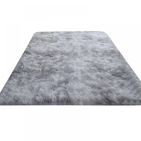 Long Hair Carpet Tie-dye Gradient,Living Room Study Bedside Bedroom Carpet-Water Gray-19.6" x 78.7"