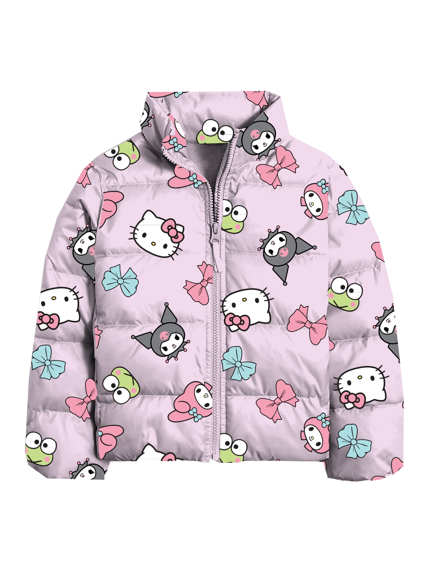 Hello Kitty and Friends Girls Print Zip Puffer Jacket, Lightweight, Sizes 4-18