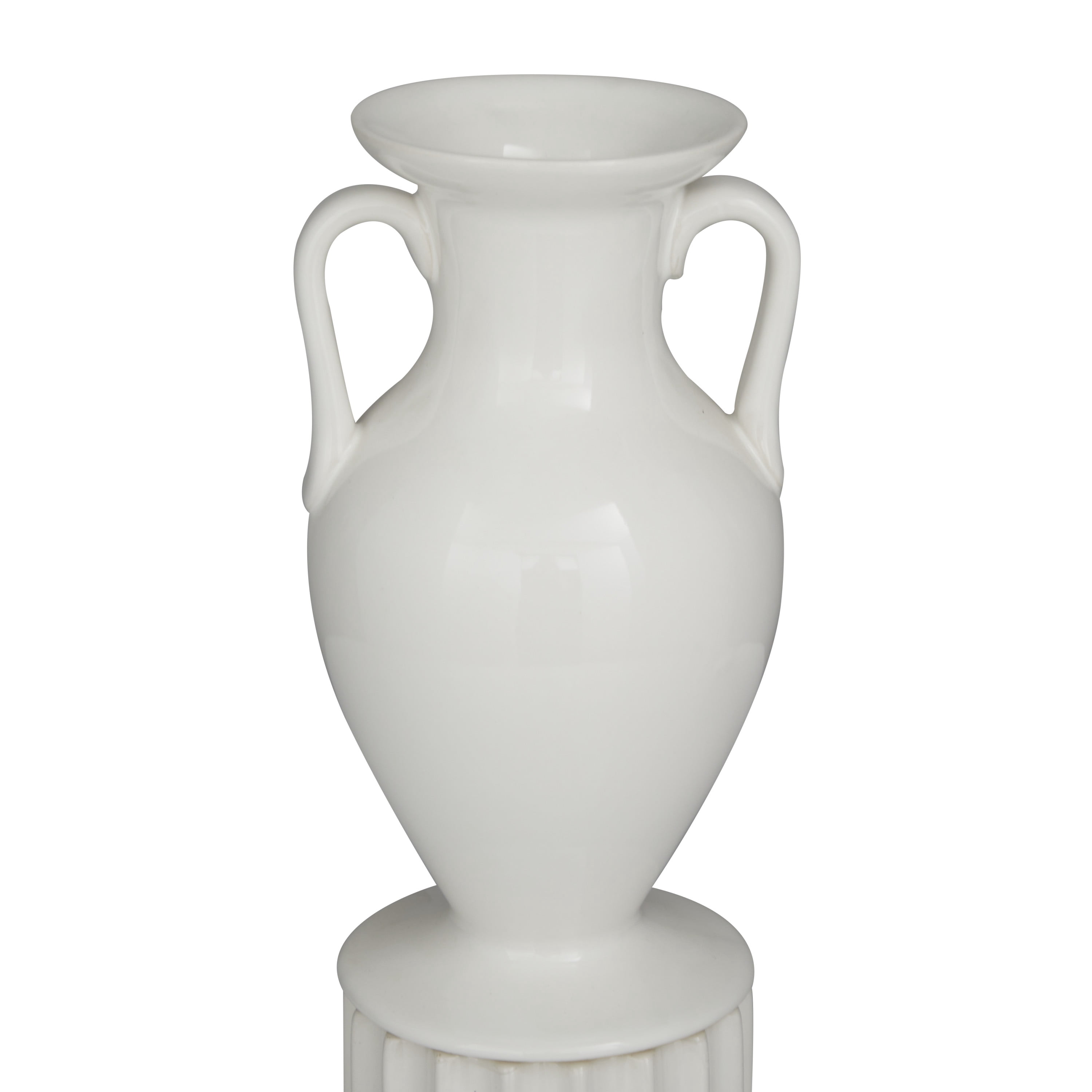DecMode 16", 13"H Greek Inspired White Porcelain Vase, Set of 2