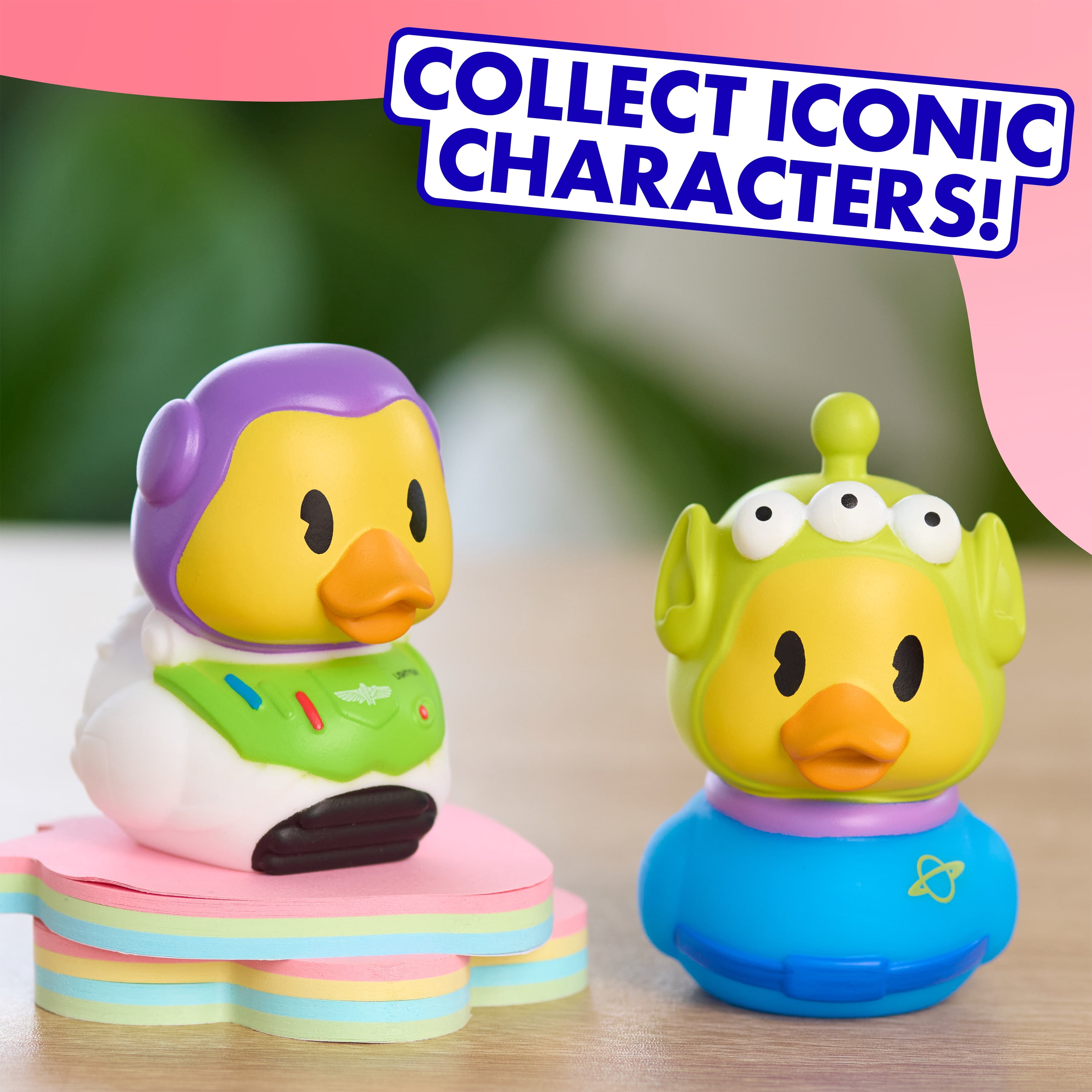 Duckalooz Character Duck Toy Figures 2-Pack, Toy Story Buzz and Alien, Collectible Ducks for Play and Display, Novelty Gift Toy Set Kids Ages 2+