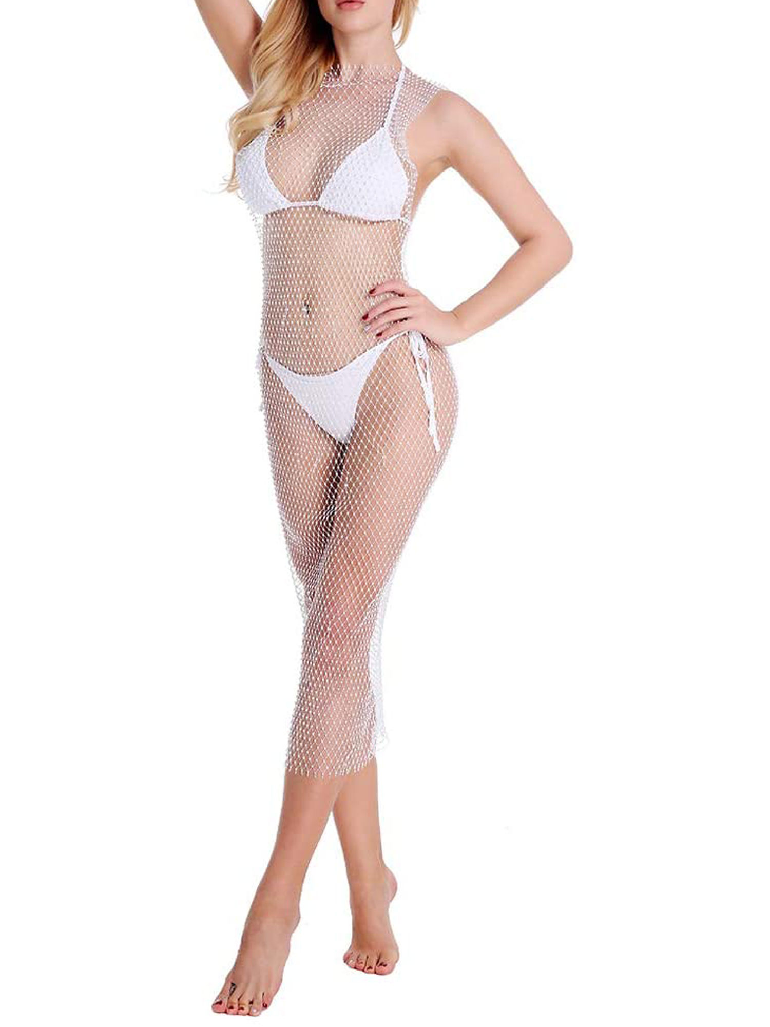 Wallarenear Women's Cover up Rhinestone 