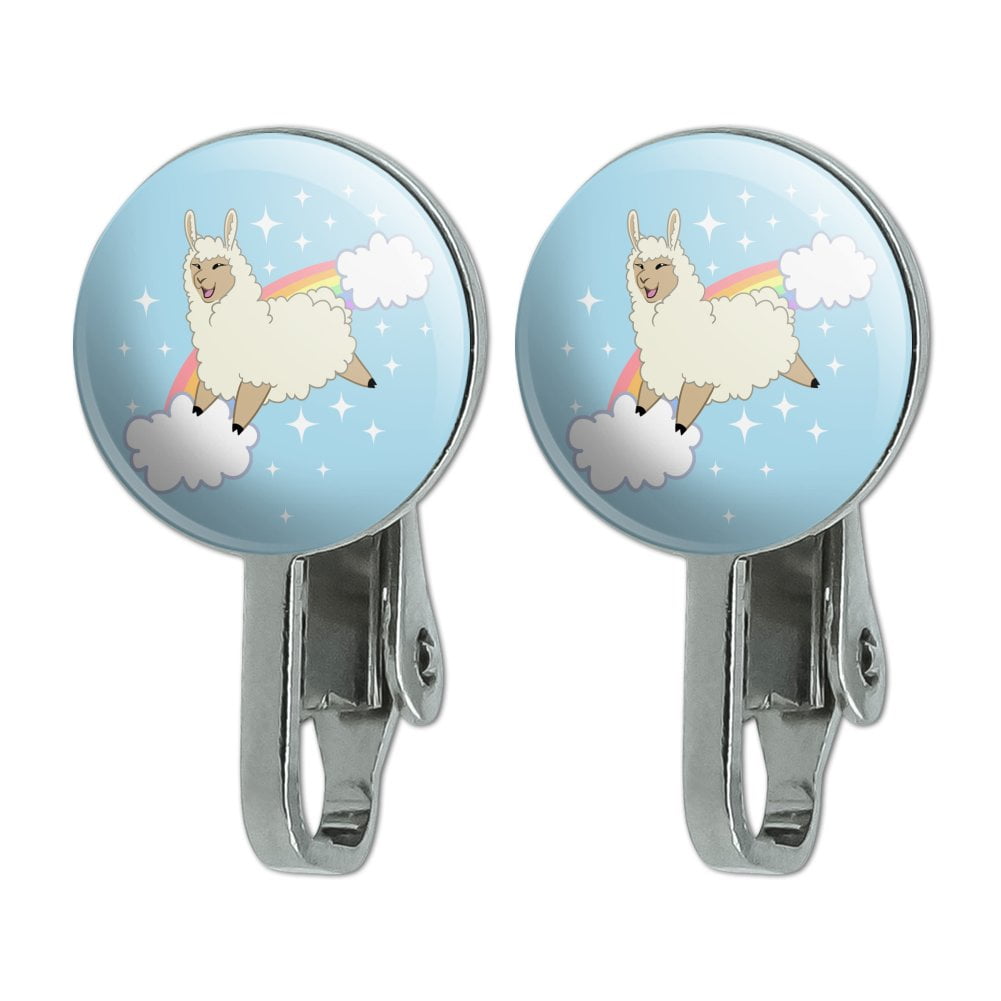 llama clip on earrings