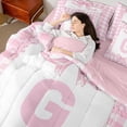 thumbnail image 4 of jejeloiu Girl Personalized Gifts 7-Piece Twin Bedding Sets,First Letter G Bedding Comforter Set For Bowknot Lover Reversible, 4 of 8