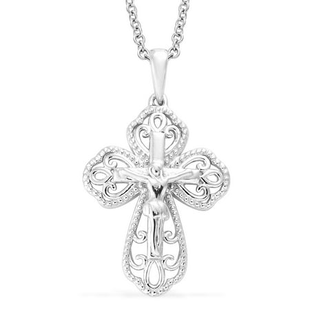 - Platinum Plated Crucifix Cross Chain Pendant Necklace For Women 20