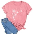 thumbnail image 4 of Women Summer Tops Women's Fashion Print Top Loose Crew Neck T Shirt Workout Shirts Women Fit V Neck Ladies Tee Shirt Camping Novelty Items 3x Short Sleeve Tops Sheer Athletic Wear Sky for Pink XL, 4 of 4
