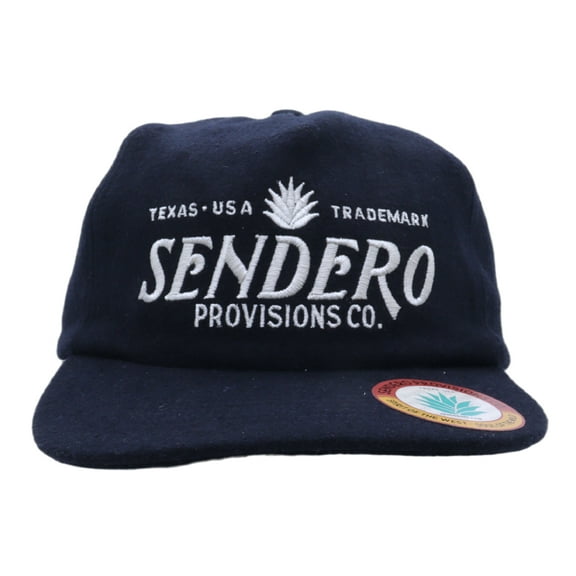 Sendero Provisions Co. LOGO HAT-felt NAVY Adjustable Snapback Hat with Embroidered front, One Size - Structured 5-Panel Trucker Hat for Men & Women