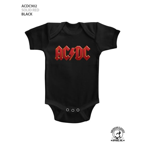 AC/DC Solid Red Black Infant Baby Romper T-Shirt