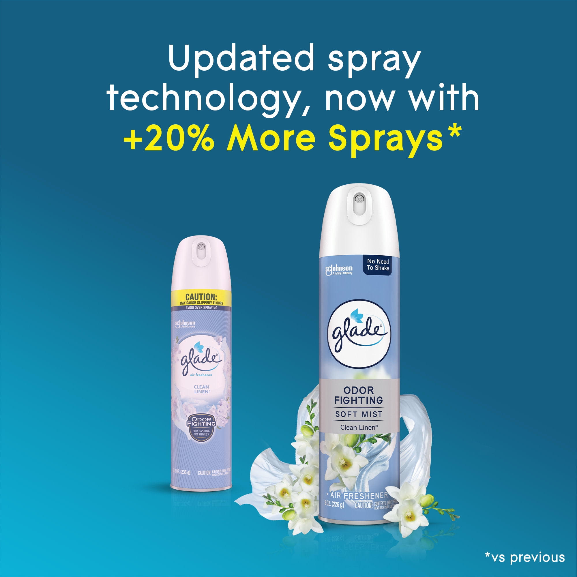 (6 pack) Glade Odor Fighting Soft Mist Air Freshener Room Spray, Clean Linen, 8.0oz, 1pk