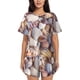thumbnail image 1 of Balery Sea Shells Conjunto de Pijama para Mujer con Estampado, Dos Piezas de Manga Corta y Shorts, Ropa de Dormir Suave con Cuello Redondo y Bolsillos-X-Large, 1 of 6