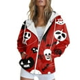 thumbnail image 2 of Halloween Hoodies for Women 2025 Halloween Pumpkin Skull Graphic Zip Up Hoodie Sweatshirt with Pockets Pullover Tops, 2 of 6