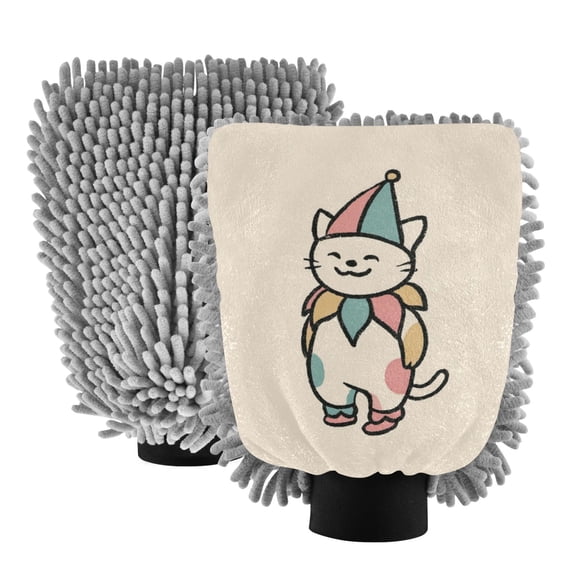 Microfiber Car Wash Gloves With Chenille & Polyester Terry Scratch-Free Cleaning Elastic Cuffs A Simple Drawing