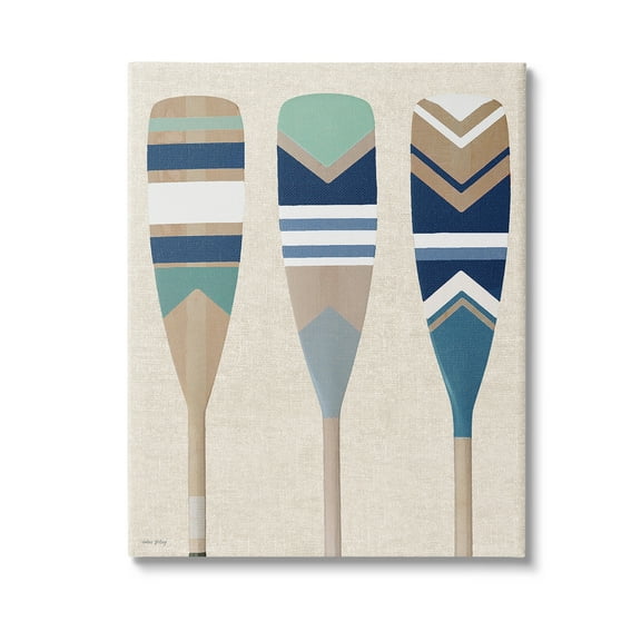 Stupell Industries Boat Oar Trio Nature Painting Gallery Wrapped Canvas Art Print Wall Art, 16 x 20