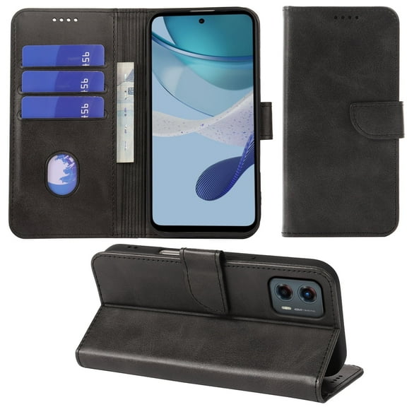 VIESUP for Motorola Moto G 5G 2023 Black Wallet Case with Credit Card Holder,PU Leather Magnetic Protective Phone Case
