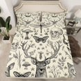 thumbnail image 2 of Homewish Rustic Butterfly Dragonfly Full Size Sheets,Jungle Animal Deer Bed Sheets,Beige Black Sheet Sets For Boys,Breathable Home Decor,4pcs, 2 of 7