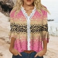 thumbnail image 2 of Dyegold Blouses For Women Dressy Casual 3/4 Flare Sleeve Lace Trim V Neck Floral Print Vintage Tunic Tops Loose Fit Shirts, 2 of 5