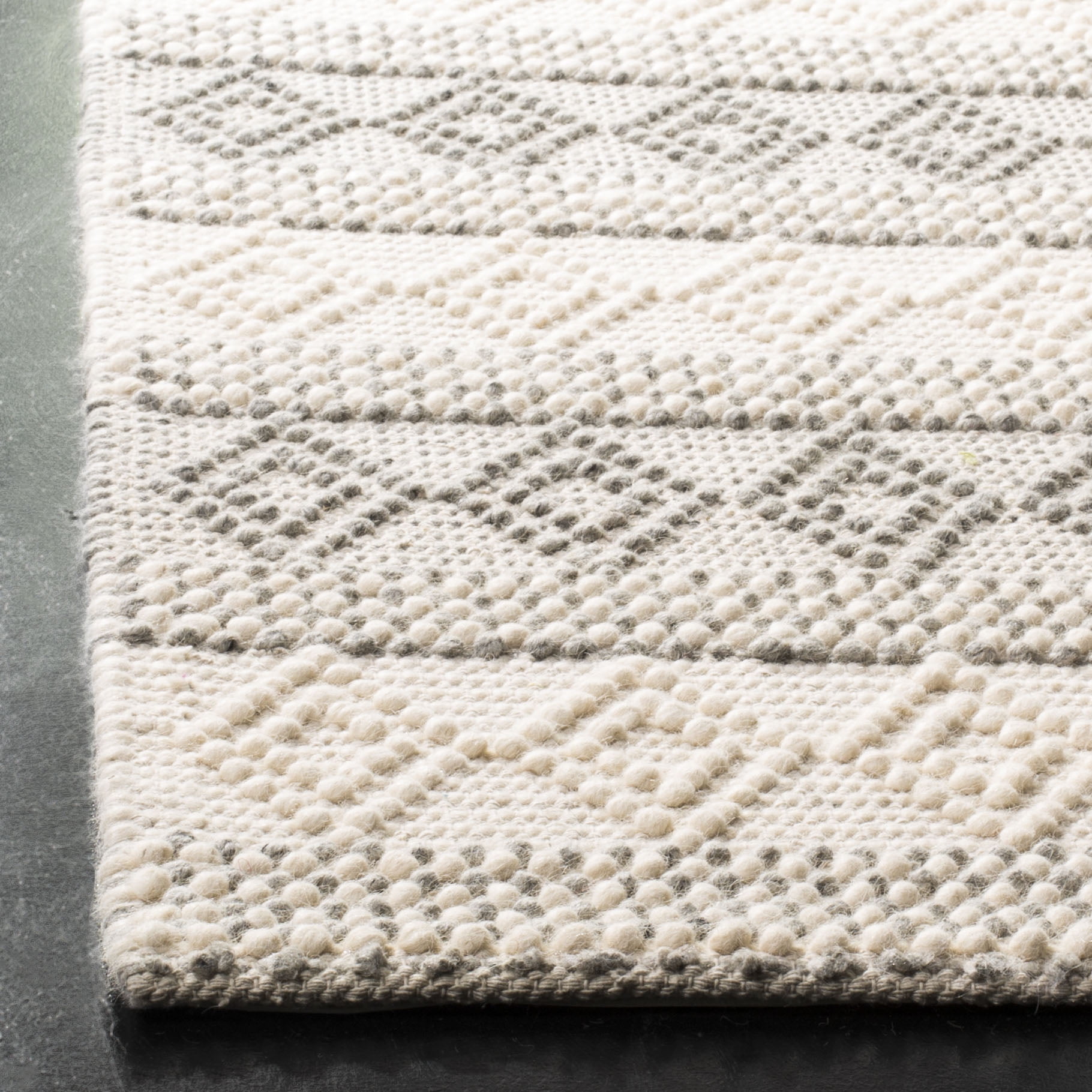 SAFAVIEH Natura York Geometric Striped Braided Jute Runner Rug, Grey/Ivory, 2' x 14'