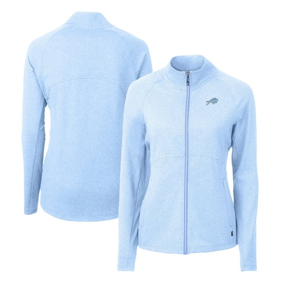 Women's Cutter & Buck Heather Powder Blue Buffalo Bills Adapt Eco Knit Heather Recycled Full-Zip Jacket