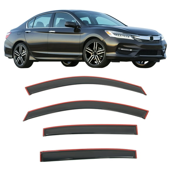 Ikon Motorsports In-Channel Window Visors for 2013-2017 Honda Accord Sedan Acrylic Smoke Side Rain Sun Vent Shade Deflectors 4PCS