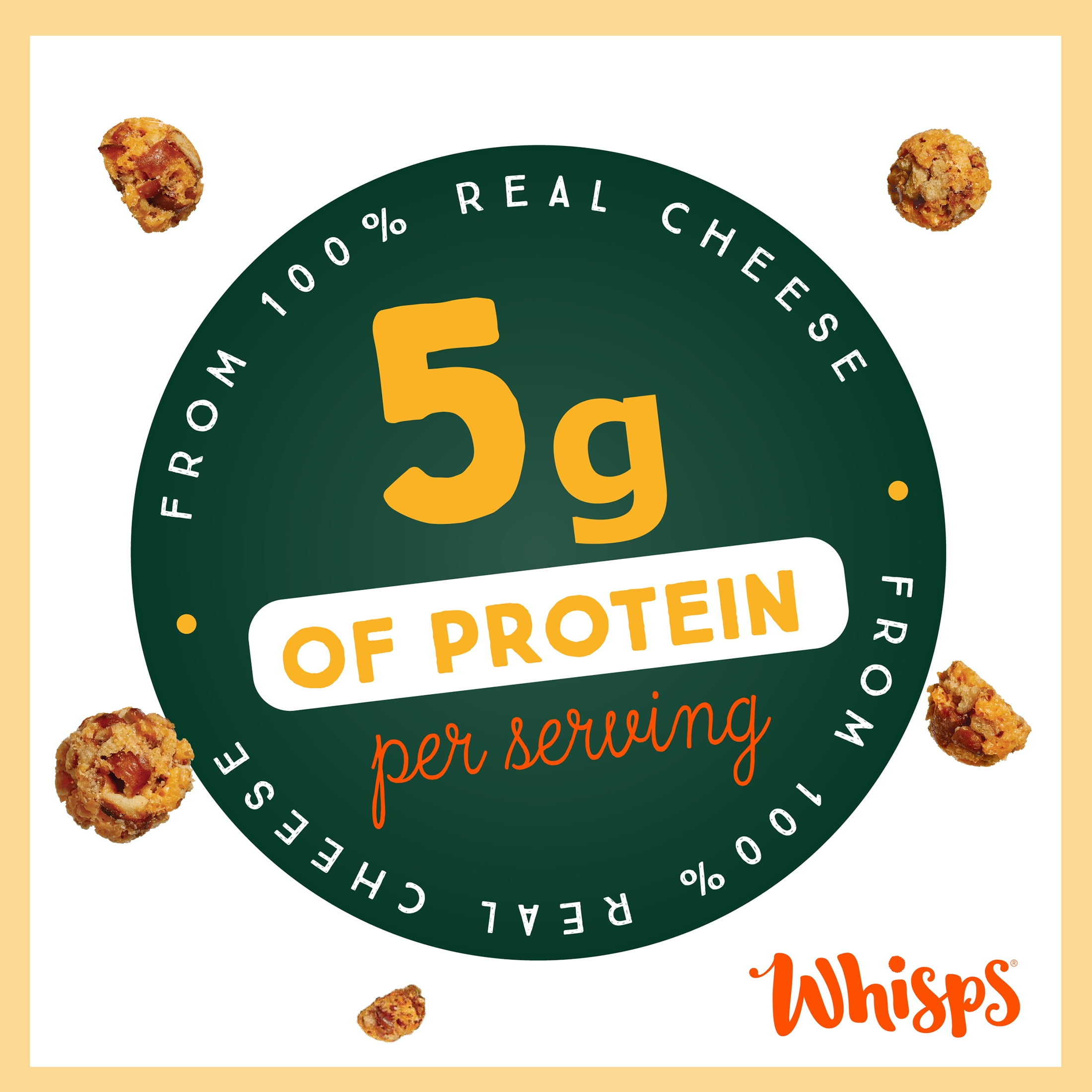 Whisps Cheddar Cheese & Pretzel Bites, Protein from 100% Cheese Single-Serve 100 Calorie Snack Packs, 0.7 oz, 6 Count