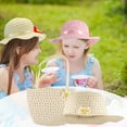 thumbnail image 2 of Girls Tea Party Hat and Hand Bag with Flowers Straw Paper Dress up Accessories Easter Spring Summer Costume Beach Travel Cap and Purse Birthday Party Supplies Set of 2 (Natural), 2 of 7